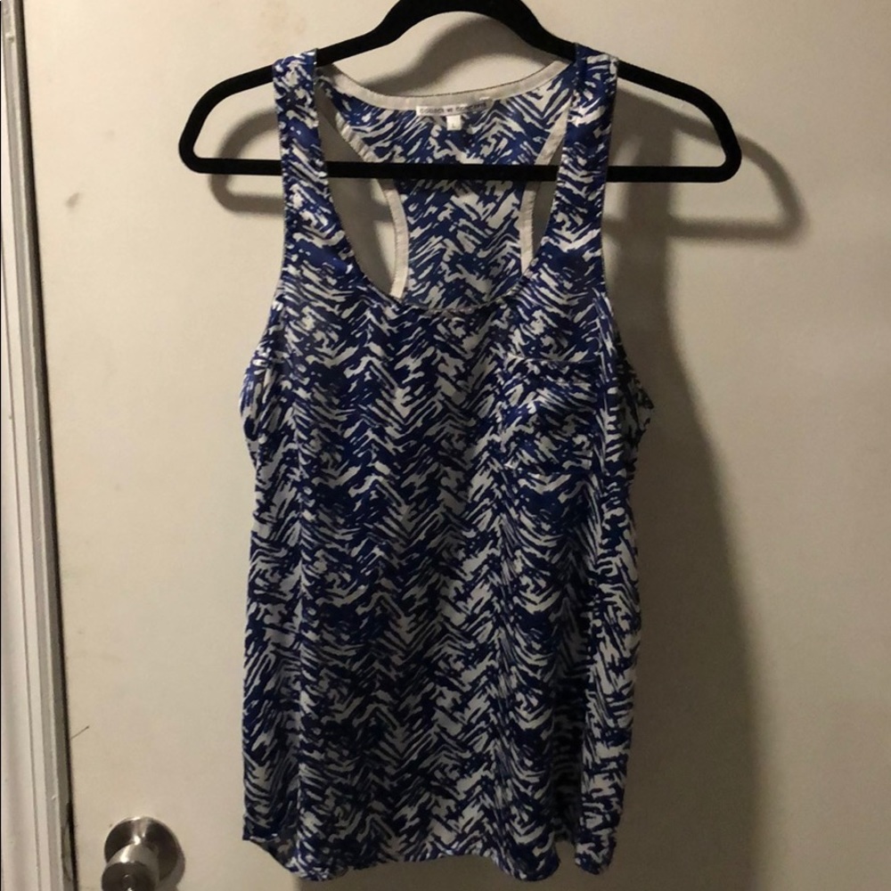 Racer back silk blend tank with silver trim